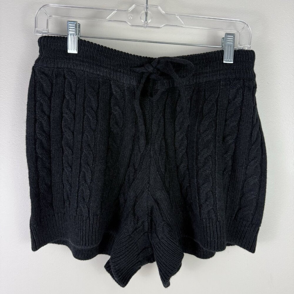Rachel Parcell Cable Knit Sweater Shorts Black Small Cozy Lounge NWT
